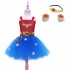 Wonder Woman Costume Dress for Girls, Red Tutu Dance Performance Outfit, Role Play Costume for Kids 3-8 Years