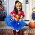 Wonder Woman Costume Dress for Girls, Red Tutu Dance Performance Outfit, Role Play Costume for Kids 3-8 Years