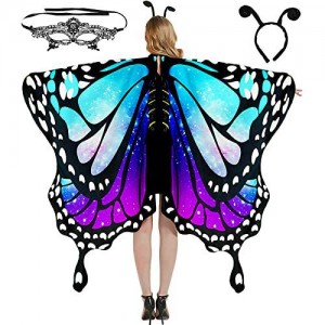 Rotating Butterfly Cape – Gradient Color Wings Halloween Costume, Fantasy Belly Dance Cloak for Cosplay & Parties