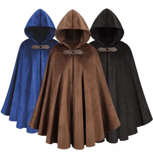 Medieval Suede Cloak - Fantasy Renaissance Faire Cosplay Costume, Halloween Viking Warrior Cape