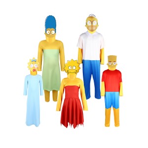 Simpsons Family Costume Set - Homer, Marge, Bart, Lisa, Maggie Halloween Roleplay Cosplay Outfit