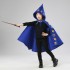 Kids Wizard Cape Costume Set, Blue Starry Cloak with Pointed Hat for Halloween Magic Party Dress Up, Unisex