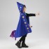 Kids Wizard Cape Costume Set, Blue Starry Cloak with Pointed Hat for Halloween Magic Party Dress Up, Unisex
