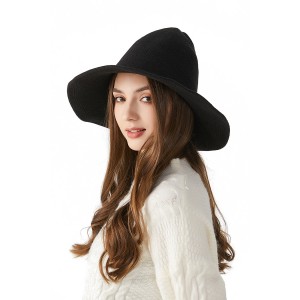 Wool Witch Hat for Halloween, Warm & Breathable Acrylic Knit Wizard Hat for Adults, Unisex Pointed Cap for Cosplay & Party