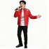 King of Pop MJ Stage Costume – Red Leather Jacket, Shirt & Pants Cosplay Set for Kids, Unisex Rock Style Outfit
