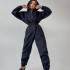 Zippered Hooded Jumpsuit for Men and Women, Casual Sportswear Set, Solid Color One-Piece Outfit