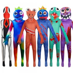 Blue Monster Cosplay Costume, ROBLOX Game Character Full Bodysuit, Tight Fitting Jumpsuit for Kids & Adults, Party & Halloween