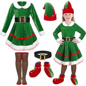 Christmas Elf Costume for Girls – Candy-Themed Holiday Dress for Stage, Cosplay & Xmas Parties