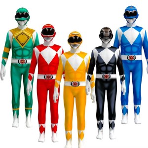 Power Rangers Cosplay Bodysuit for Kids - Full Body Costume, Halloween & Role Play, Unisex