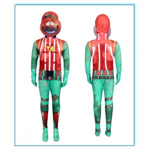 Fortnite Costume, Fishy Guy Tomatohead Full Body Onesie, Game Character Cosplay Suit for Adults & Teens