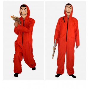 Money Heist Red Jumpsuit Halloween Costume – Unisex Adult & Kids Cosplay Outfit with Optional Mask | TV Show Role Play Set
