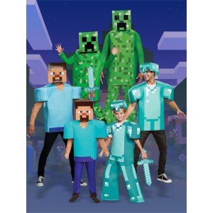 Minecraft Diamond Armor Costume, Full Body Zip-Up Suit for Kids & Adults Role Play Party Cosplay