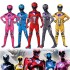 Power Rangers Cosplay Suit, Full Body Spandex Costume for Kids Teens Halloween Party, Role Play Superhero Outfit (Yellow, Blue, Pink, Red, Gray)