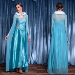 Frozen Cosplay Elsa Princess Dress Adult Costume Elegant Role Play Performance Gown for Women