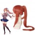 DDLC Monika Super Long Deep Pink Straight Synthetic Cosplay Wigs with Ponytail