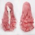 Women Wavy Sweet 80cm Long Pink Red Orange Red Lolita Fashion Wigs with Bangs