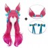 Game LOL Spirit Blossom Skin Ahri 80cm Long Red Gradient Purple Wavy Cosplay Wigs with Headwear