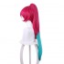 Game LOL Cafe Cutie Sivir Rose Red Gradient Green Long Ponytail Cosplay Wigs