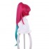 Game LOL Cafe Cutie Sivir Rose Red Gradient Green Long Ponytail Cosplay Wigs