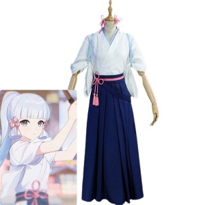 Game Genshin Impact Kamisato Ayaka Tsubaki in Thawing Snow Kimono Cosplay Costumes