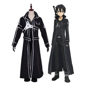 Anime SAO Sword Art Online Kirigaya Kazuto Kirito Cosplay Costume