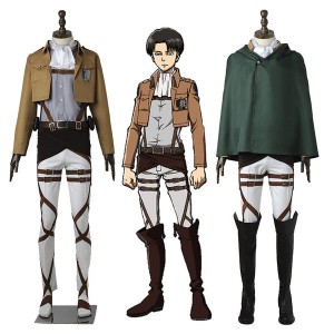 Anime Attack on Titan Levi Ackerman Survey Corps Uniform Set Cosplay Costume