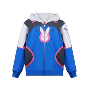Game OW Overwatch D.Va Hana Song Fleece Lined Hoodie Jacket Cosplay Costumes