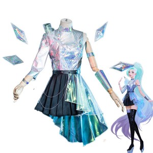 Game LOL KDA All Out Seraphine Superstar Fullset Cosplay Costumes With Wing Props