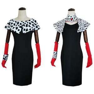 Movie Cruella De Vil Dalmatian Outfits Halloween Cosplay Costumes