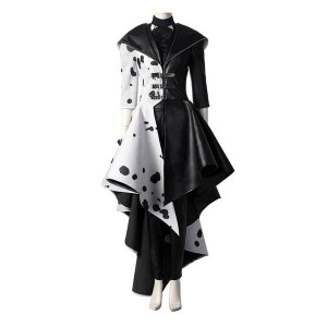 Movie Cruella De Vil Dalmatian Black White Halloween Cosplay Costumes