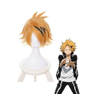 Anime My Hero Academia Denki Kaminari Short blond Cosplay Wigs with Free Headwear