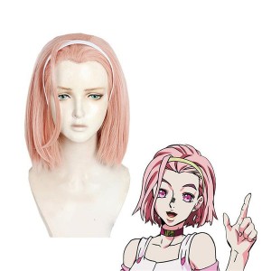 Anime JoJo's Bizarre Adventure Diamond is Unbreakable Sugimoto Reimi Long Pink Cosplay Wigs