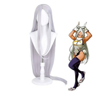 Anime My Hero Academia Miruko Rabbit Hero Long Silver Grey Cosplay Wigs