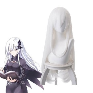 Anime Re:Zero Starting Life in Another World Echidna Witch of Greed Long Straight White Cosplay Wigs