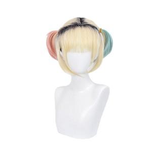 Movie Birds of Prey Harley Quinn Short Mixed blonde Cosplay Wigs