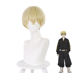 Anime Tokyo Revengers Chifuyu Matsuno Light Gold Gradient Black Short Cosplay Wigs